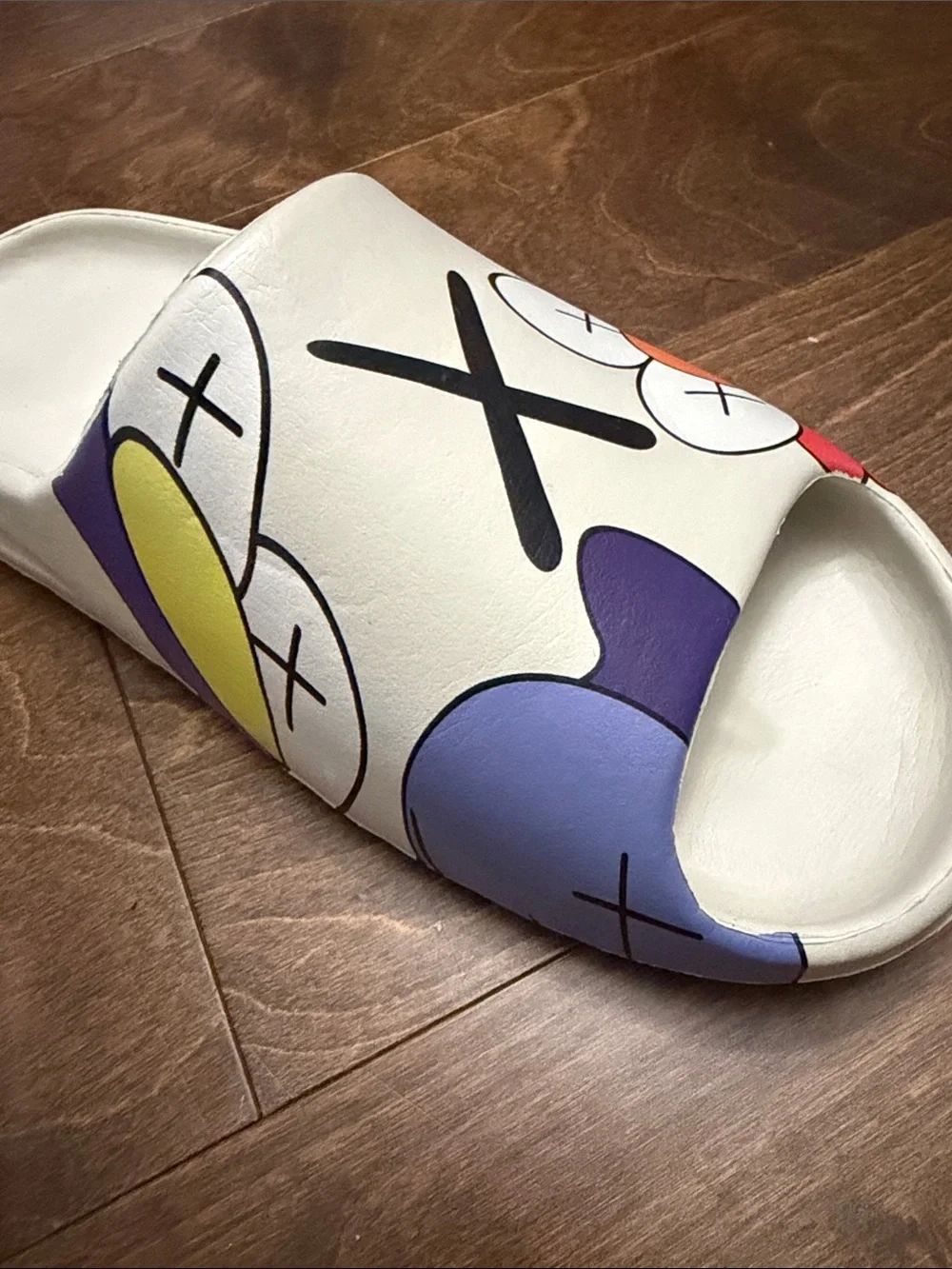 Cream Slide Sandals with KAWS Graphics
